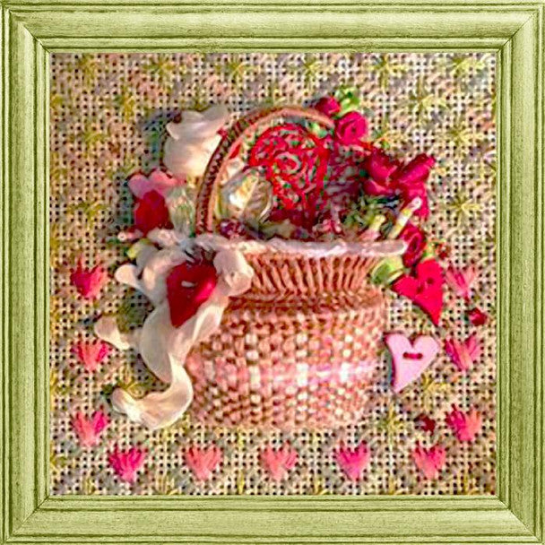 Kelly Clark Needlepoint Valentines Basket - KCB -05-18